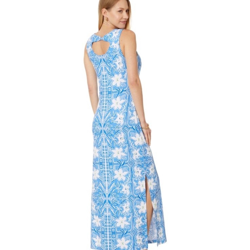 Lilly Pulitzer Noelle Sky Blue Floral Sleeveless Maxi Dress